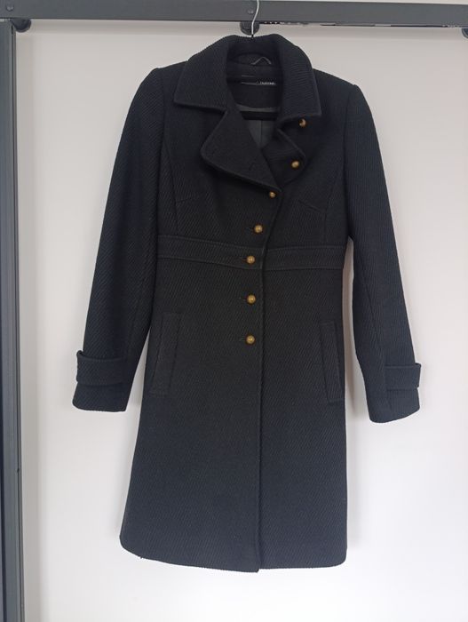 Czarny wełniany płaszcz S