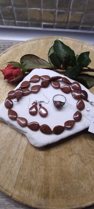 Набір прикрас авантюрин ( золотий пісок)