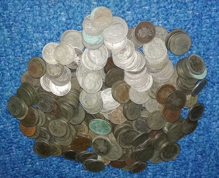 Lote moedas antigas alpaca (1,5kg)