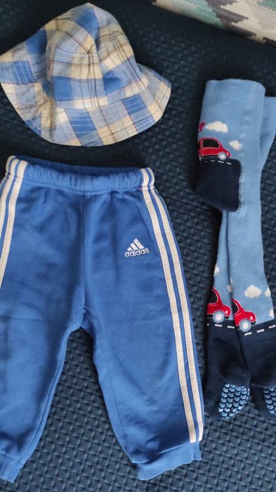 Paczka: Spodnie,,Next,Adidas+bluzki,,TopoMini,TU/74-80