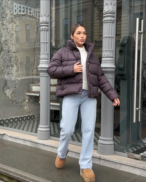 Пуховик стойка демі С-М шоколад