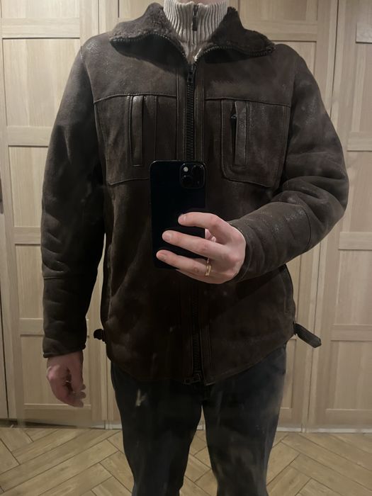 Kożuch męski naturalny brazowy