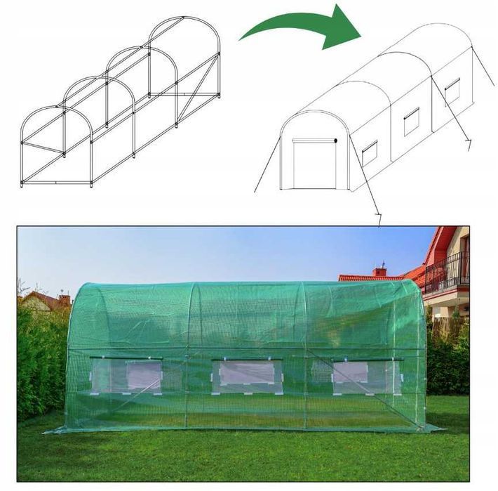 Теплиця Funfit Garden 6м2 3x2x2м ‼️ Парник каркас каркасна садова садовая розсада рассада сад город захист рослин защита растений тент плівка пленка
