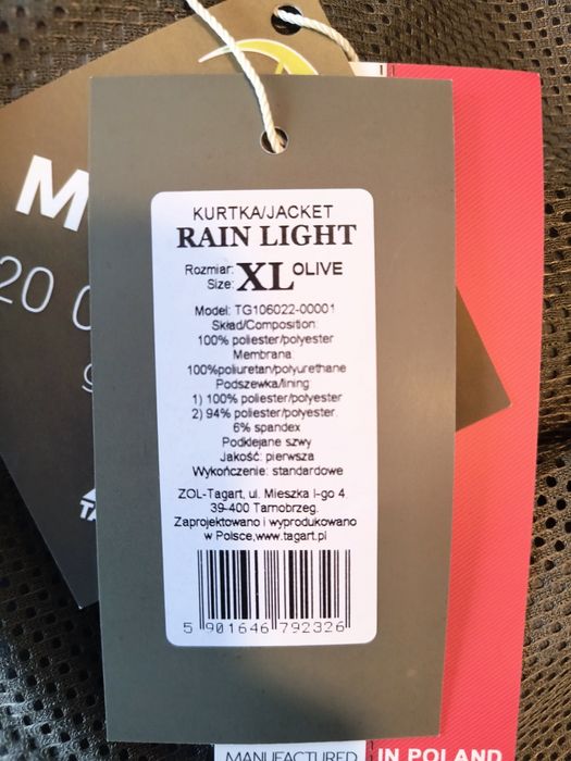 Kurtka przeciwdeszczowa Tagart nowa xl