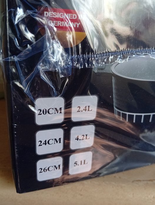 Komplet garnków z przykrywkami, marmurkowe, na prezent