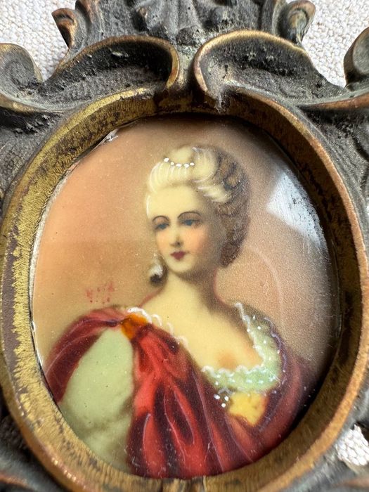 Miniatura Portret Rococo XVlll wiek Brąz