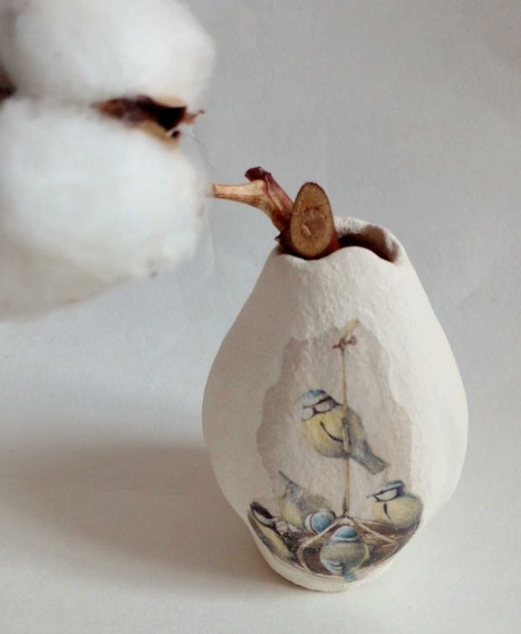 Ваза для сухоцветов ручной работы, вазочка из декоративной тыквы