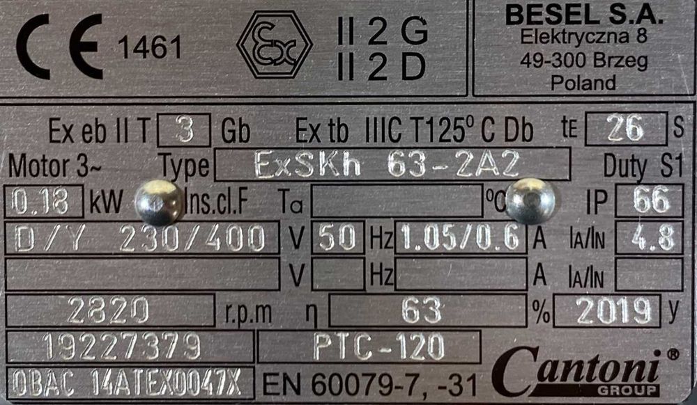 silnik elektryczny 0,18kW 2820obr. 3fazowy BESEL