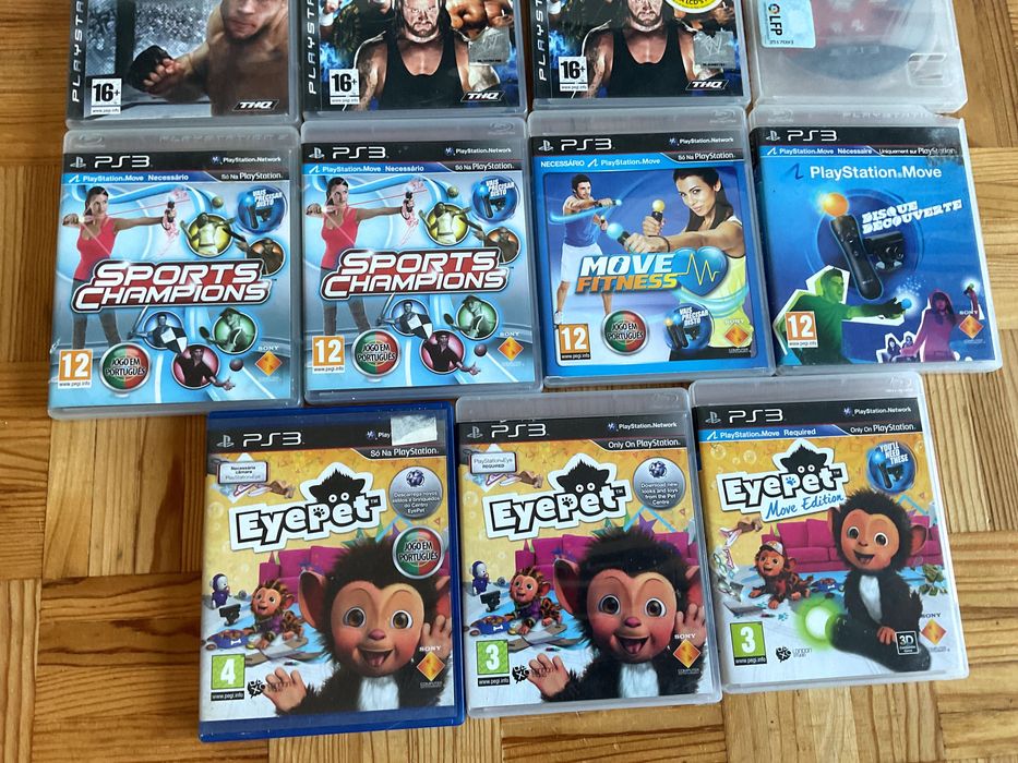 Jogos Sony PlayStation 3 (PS3) - PES/ EyePet/ Wrestling/ UFC + Caixa