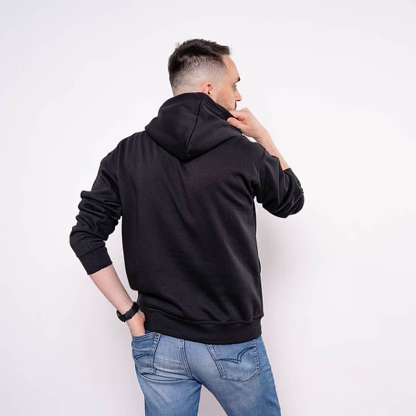 Чорний базовий худі на флісі