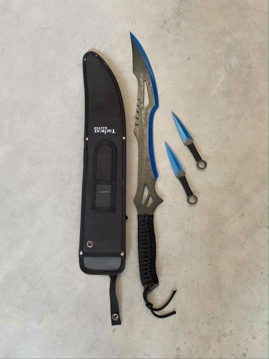 Maczeta + 2 Noże Kunai + Pochwa | Blue/Black