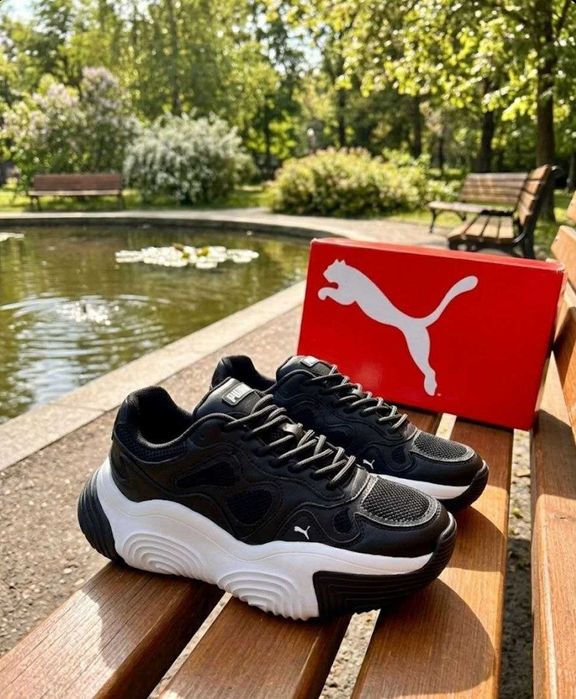 Жіночі весняні чорні кросівки Puma/натуральна шкіра/демісезонні/пума
