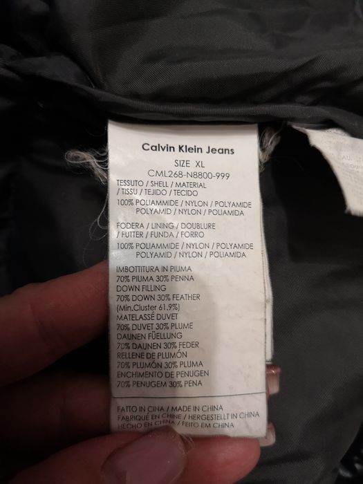 Kurtka puchowa męska zimowa Calvin klein L krótka premium
