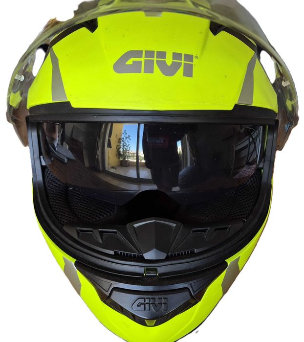 Capacete GIVI Tridion 50.5 Fluo + Luvas — Criança/Infantil (S, 55-56cm)