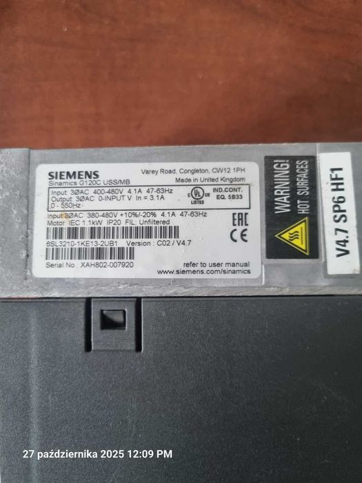 Falownik Sinamics G120C USS/MB moc 1,1kW
