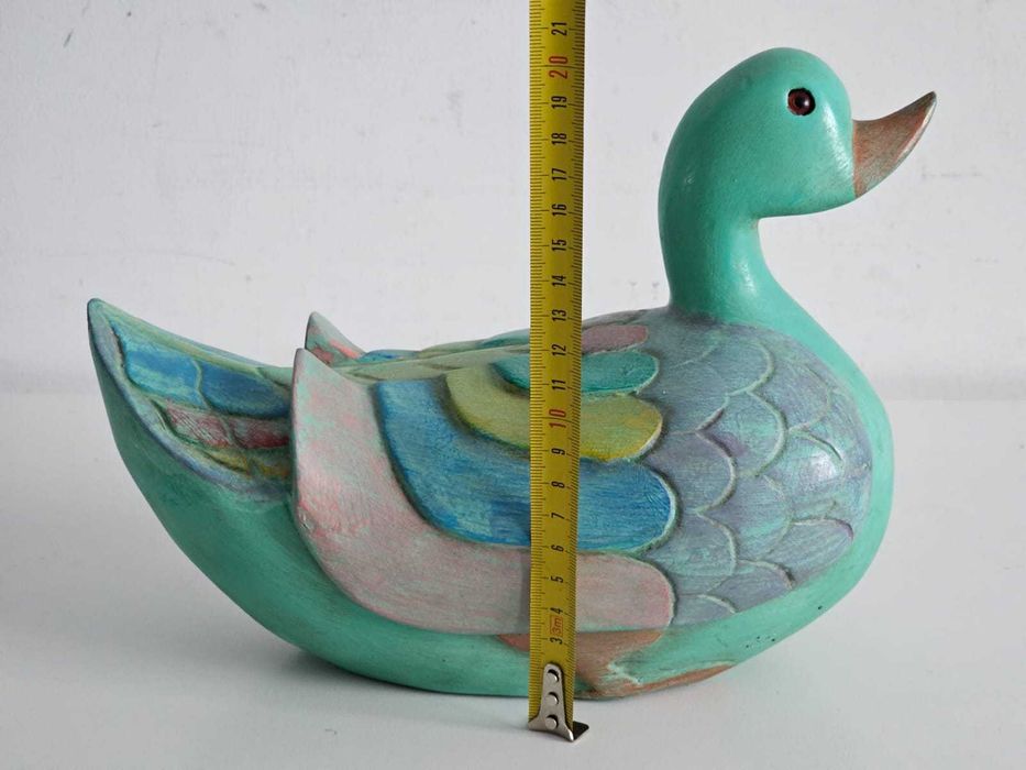 Turkusowa Kaczka drewniana figurka ozdobna