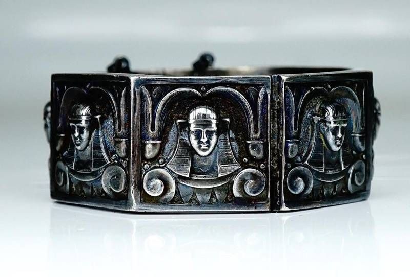 Joias - Pulseira de prata esterlina antiga egípcia