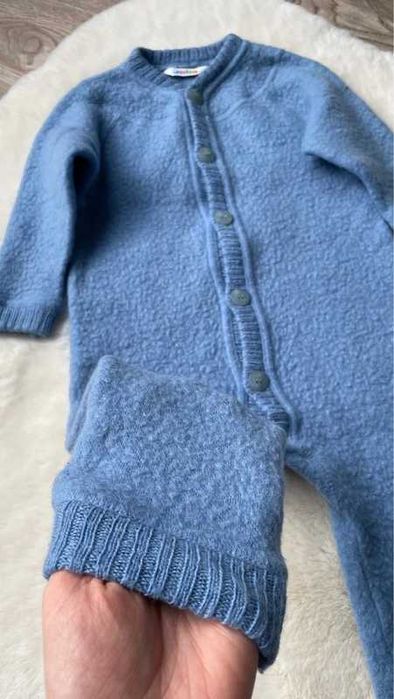 Joha błękitny kombinezon 100% merino rozmiar 68/74