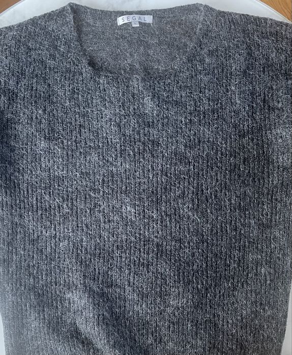 Grafitowy sweter z moherem M/L
