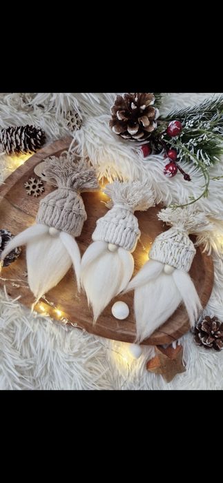 Bombki ręcznie robione box handmade świąteczne ozdoby mikołaje makrama