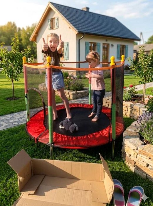 Топ! Батут дитячий 140 см Fitonix із сіткою, 6 ніжок, безопасный детский батут