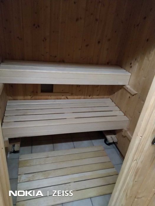 Sauna FIŃSKA z DREWNA Paneli Drewniana 3,6kw 220v piec +akcesoria MAŁA