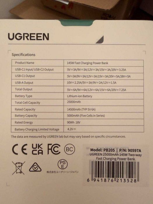 Powerbank Ugreen PB205 25000mAh 145W (90597A) Grey