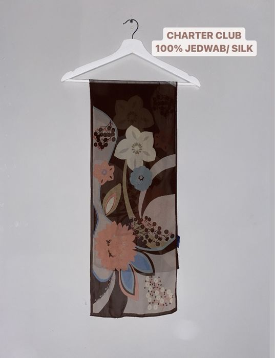 Charter Club Jedwabny Szal 100% Jedwab Nowy