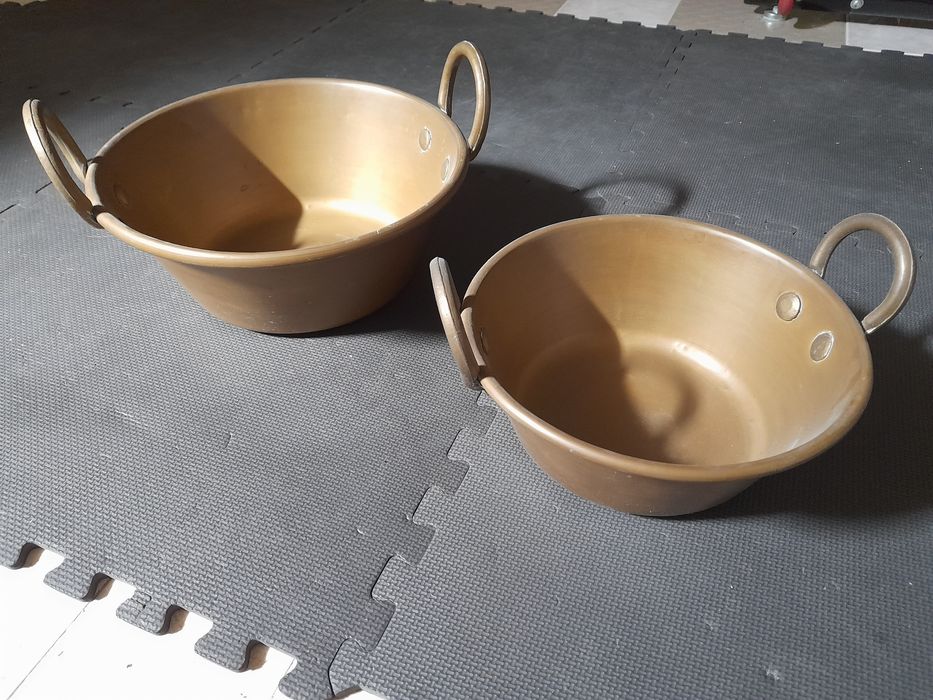 2 alguidares cobre 36 e 24 cm diâmetro