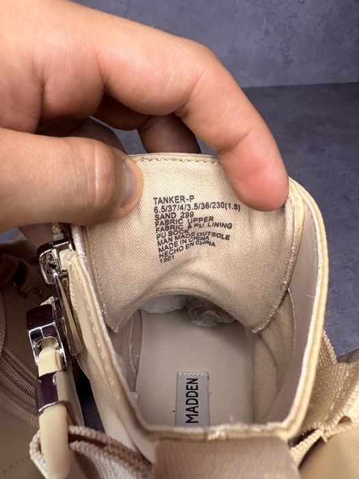 Steve Madden Tanker-P botki workery z kieszonkami beżowe