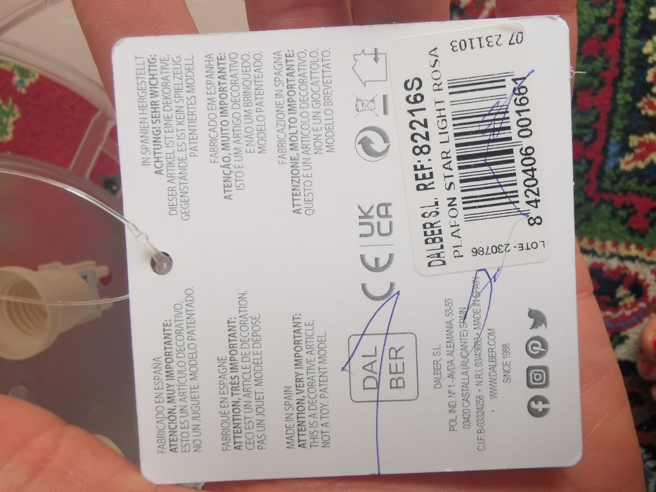 Plafon dwupunktowy lampa Dalber Star light Rosa różowy w gwiazdki