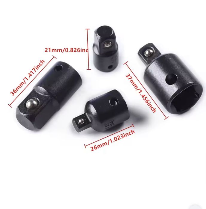 Набор 4шт Квадратний перехідник перетворювач приводу 1/4 3/8 1/2 ударн