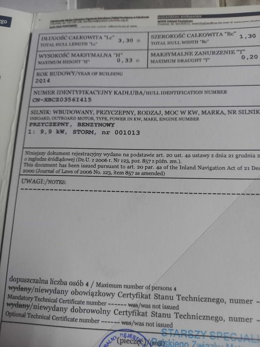 Ponton z silnikiem