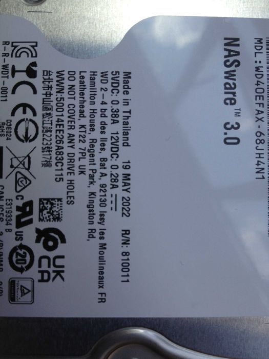 HDD WD Red 4TB 5400rpm 256MB Жорсткий диск Western Digital Red НОВИЙ