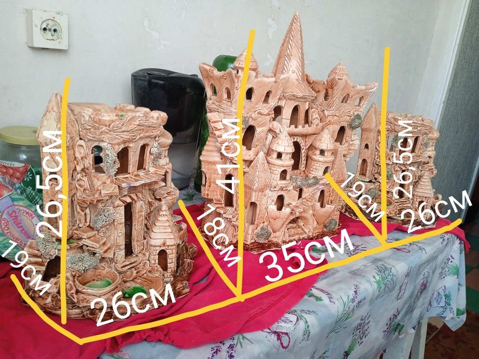 Декор для аквариума. Замки. Фильтр. Компрессор .