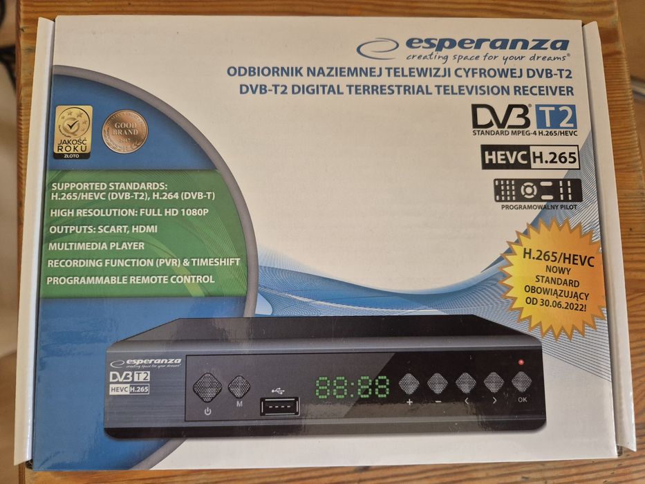 Dekoder telewizji naziemnej Esperanza DVB T2 FHD 1080P