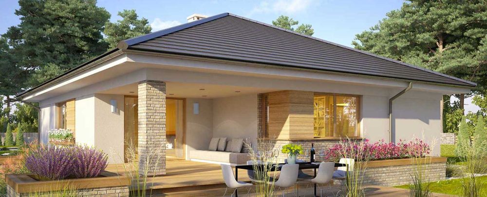 Wolnostojący parterowy z dużym garażem oraz tarasem 600 m Las