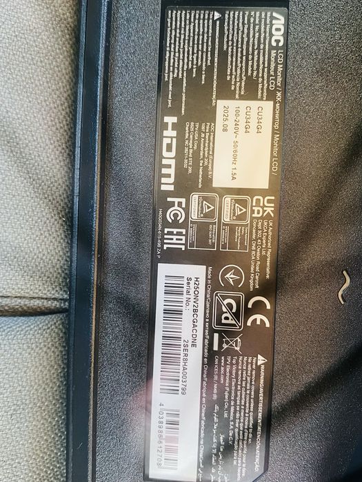 AOC Gaming 34 Troca coluna
