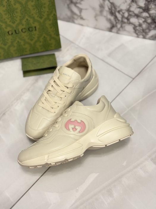 Sneakersy Gucci beige leather