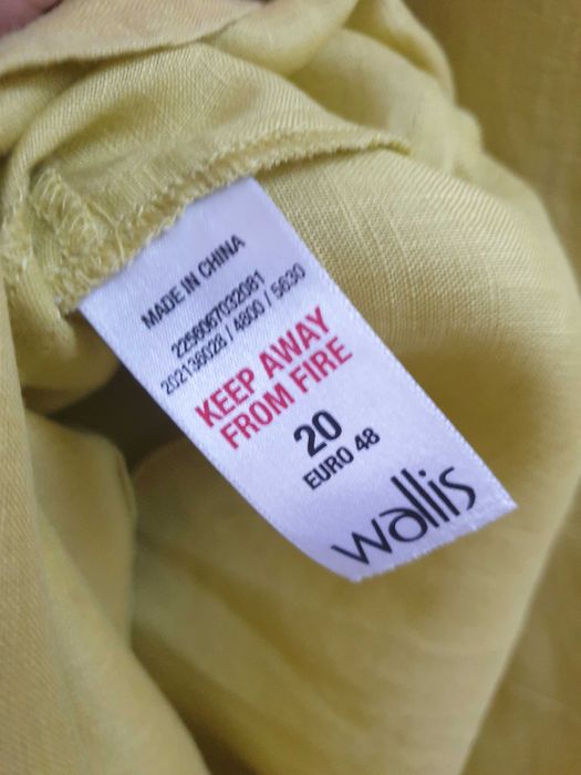 Limonkowa żółta koszula lniana 48 Wallis 100% len haftowana