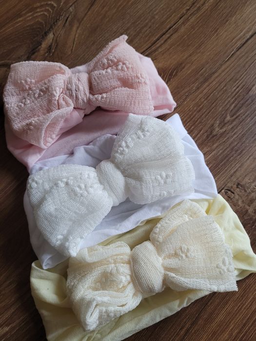 zestaw opasek dla dziewczynki z kokardkami 0-2lat