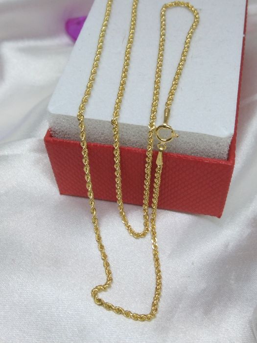 Piękny złoty łańcuszek kordel, złoto próby 585, dł. 45 cm