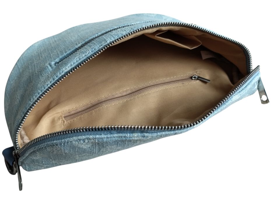 Niebieska Torebka Damska Saszetka z Geometrycznym Wzorem