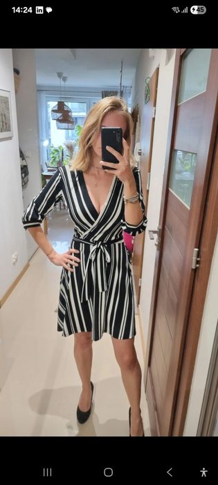 Sukienka mini W paski H&M rozmiar XS