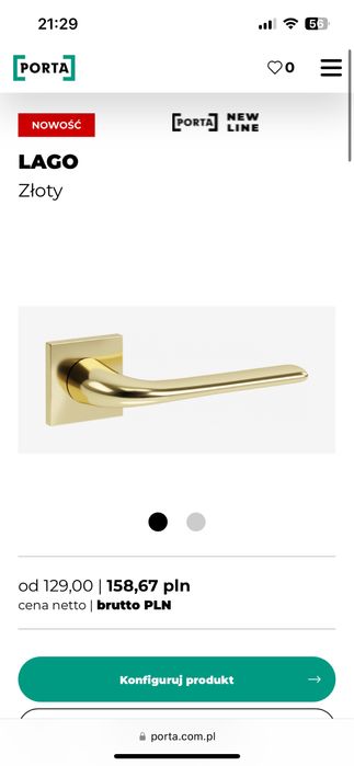 Nowa zlota klamka PORTA model LAGO