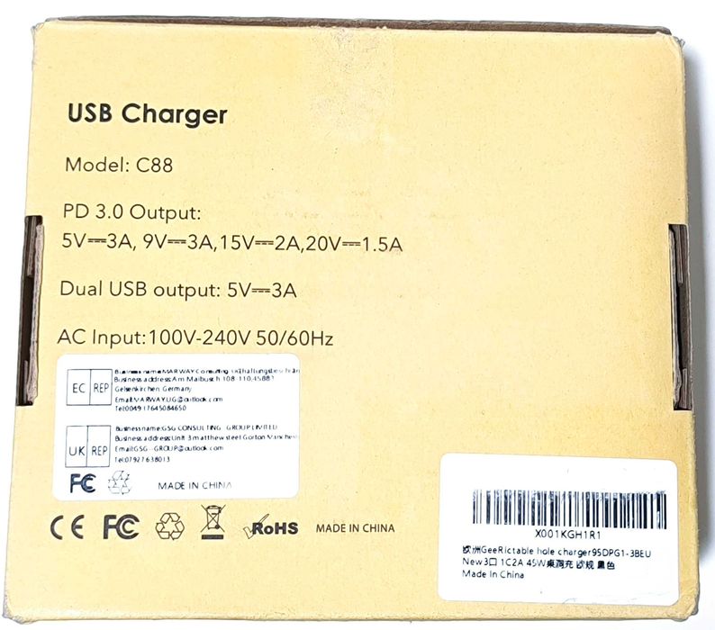 Врізна розетка до столешні з USB-роз`ємами 45W