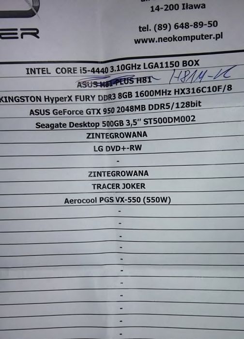 Sprzedam komputer i5 win10 GTX
