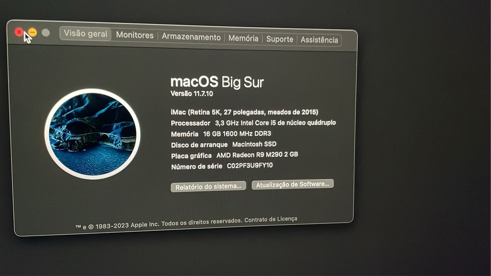 Apple iMac retina 5k 27” meados de 2015 - i5 | 16GB | 480 GB SSD + 1TB HDD