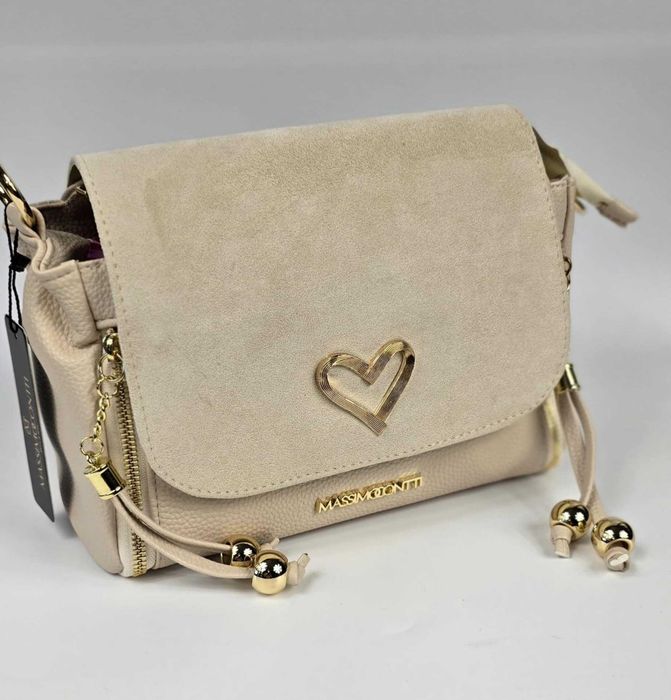 Massimo Contti torebka listonoszka skóra ekologiczna zamszowa klapka