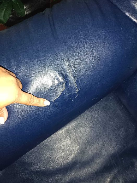 Conjunto de 2 Sofás em Pele Sintética Azul-Escuro (3 + 2 Lugares)
